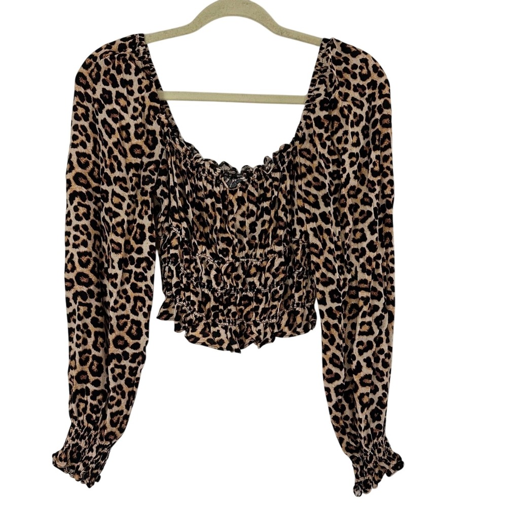 90s Babydoll Top Crop H&M Animal Print Elastic Stretch Y2K Grunge Womens Small